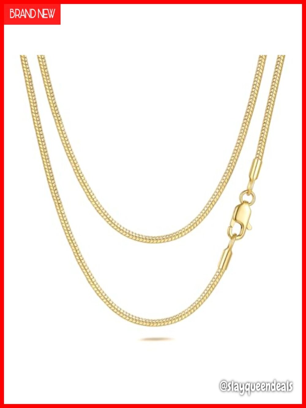 14K Gold Plated Snake Chain Necklace for Women Thin Layerable
